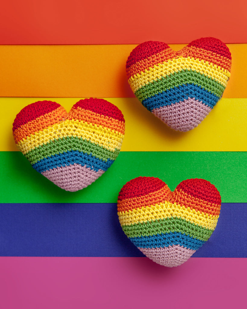 Rainbow Heart Knit Dog Toy Play DOGO   