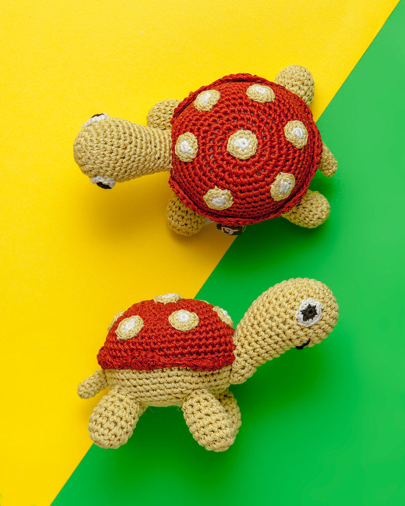 Turtle Squeaky Knit Dog Toy Play DOGO   