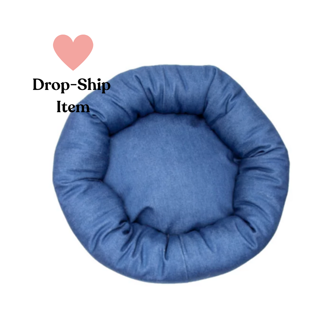 Denim Round Bed (Custom/Drop-Ship) Drop Ship MUTTS & MITTENS   
