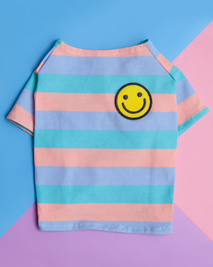 Smiley Stripe Dog T-Shirt Wear BARKWELL   