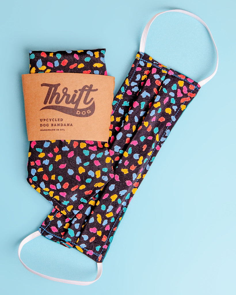 Matching Face Mask & Dog Bandana Set in Confetti Wear THRIFT DOG   