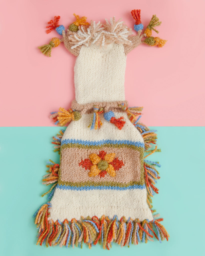 Mama Llama Festive Hand Knit Sweater Poncho (Dog & Co. Exclusive) (FINAL SALE) Wear PERUVIAN KNITS   