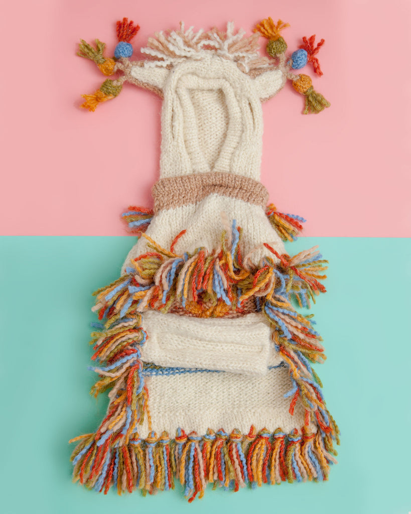 Mama Llama Festive Hand Knit Sweater Poncho (Dog & Co. Exclusive) (FINAL SALE) Wear PERUVIAN KNITS   