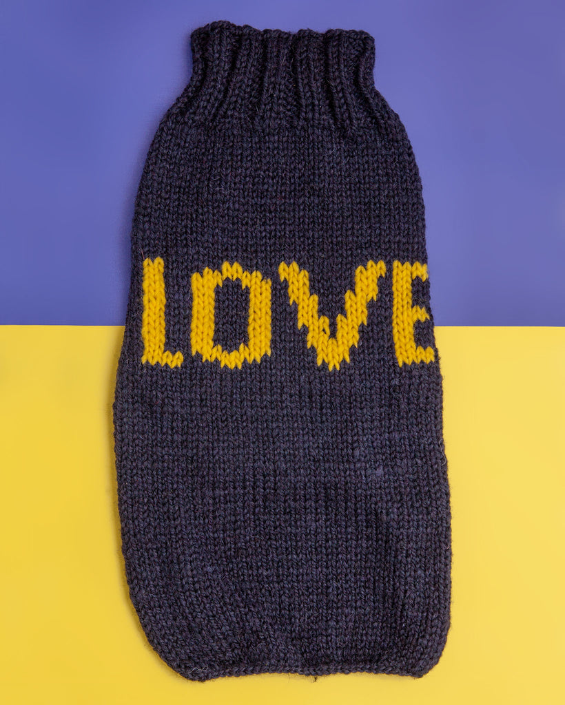 "Love" Knit Dog Sweater in Navy Alpaca  << CLEARANCE >> Wear CHILLY DOG   