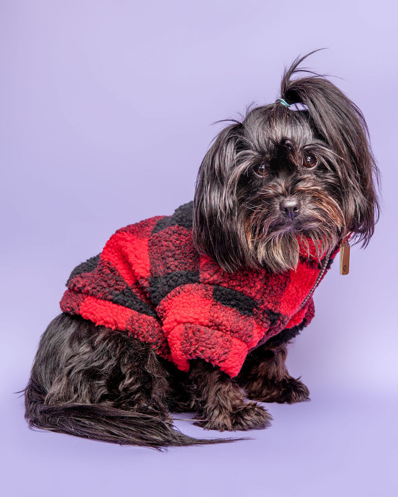 Wubby Quarter-Zip Dog Fleece in Buffalo Plaid (CLEARANCE) Wear THE WORTHY DOG   