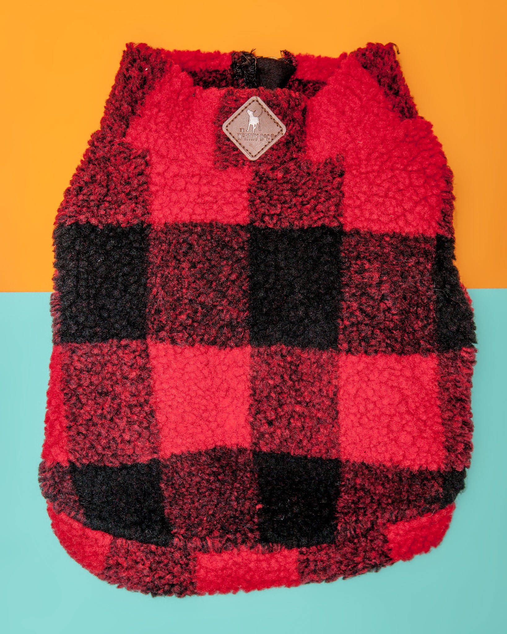 THE WORTHY DOG Wubby Quarter-Zip Dog Fleece in Buffalo Plaid