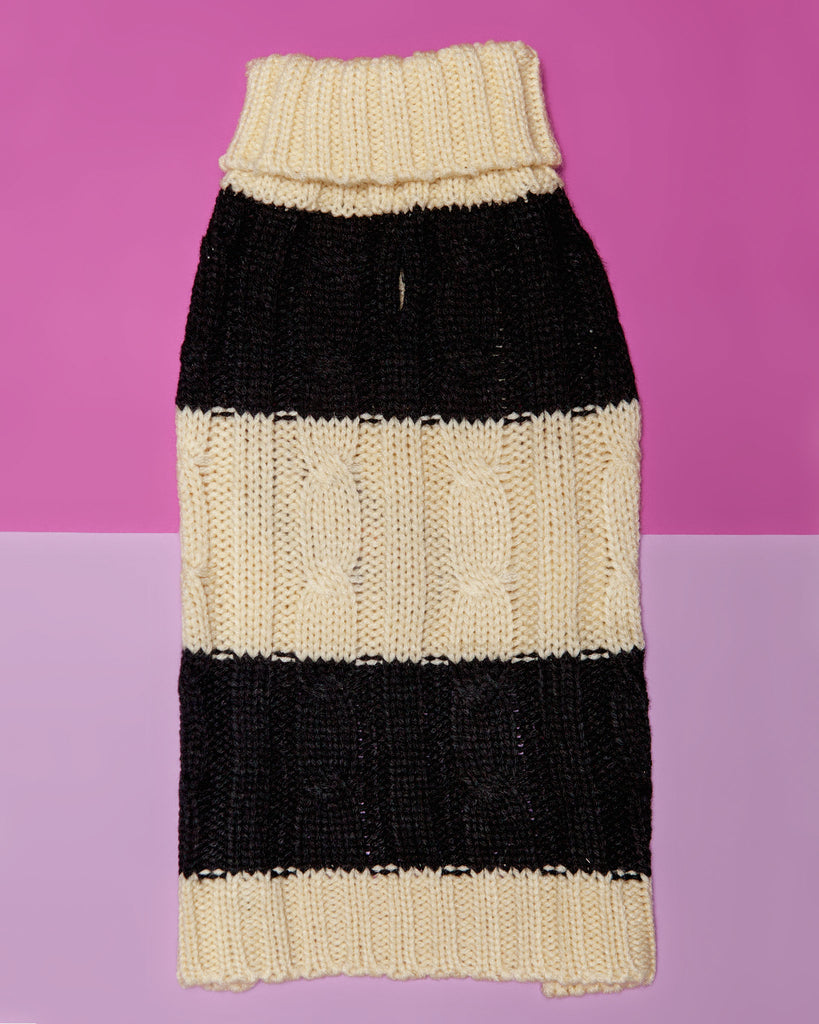 Fisherman Cable Striped Dog Sweater (FINAL SALE) Wear FAB DOG   