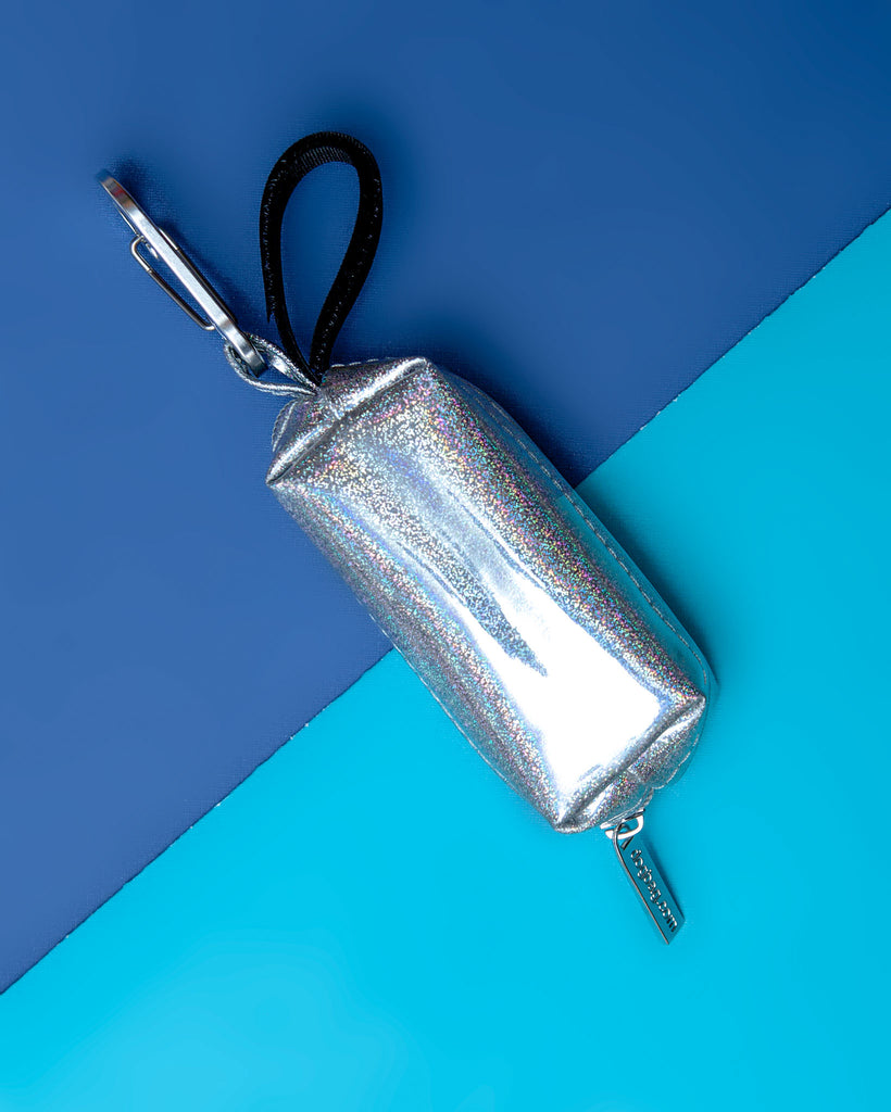 Silver Holographic Dog Waste Bag Dispenser << FINAL SALE >> WALK DOGGIE WALK   