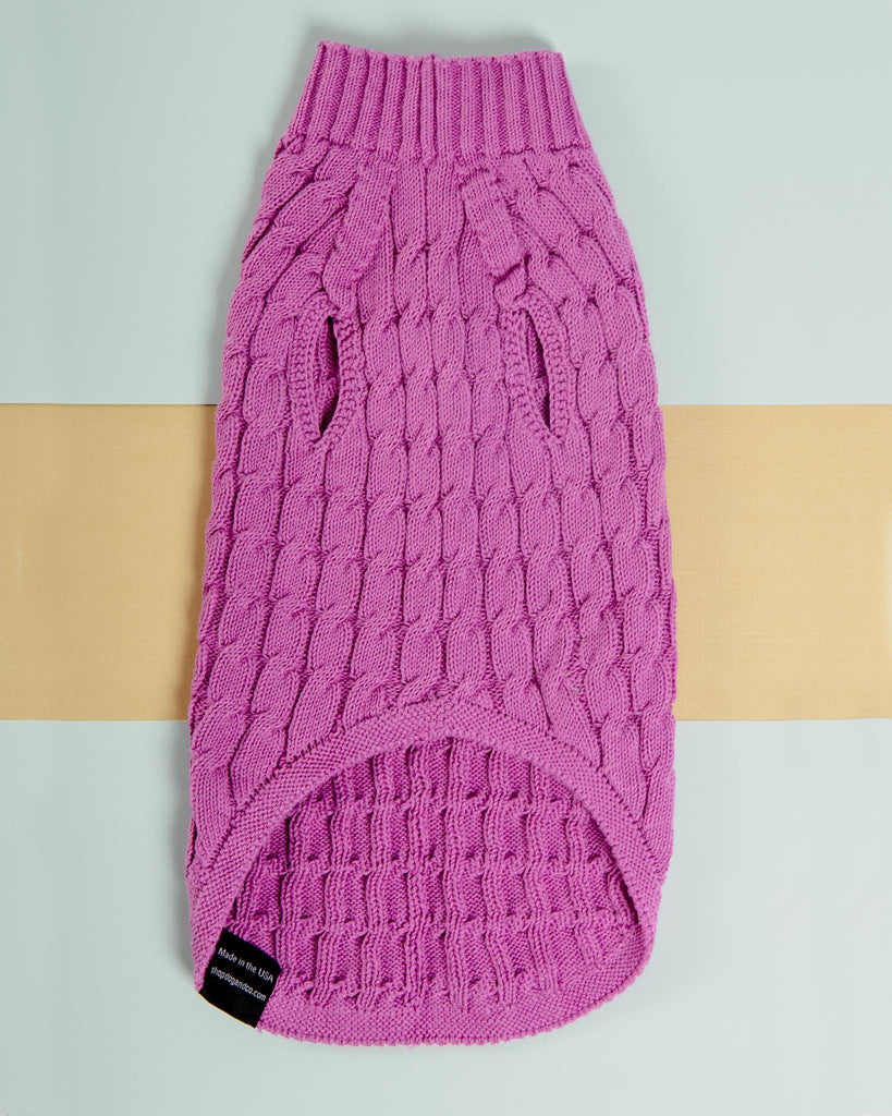 The Uptown Cable Knit Sweater in Radiant Orchid American Cotton (Made in NYC) Wear DOG & CO. COLLECTION   