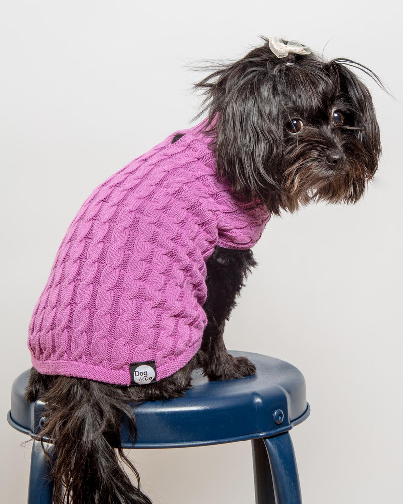 The Uptown Cable Knit Sweater in Radiant Orchid American Cotton (Made in NYC) Wear DOG & CO. COLLECTION   