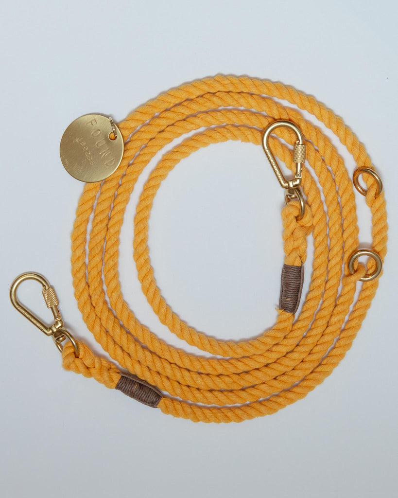 Adjustable Rope Dog Lead in Butter Yellow (Made in the USA) Dog Supplies FOUND MY ANIMAL   