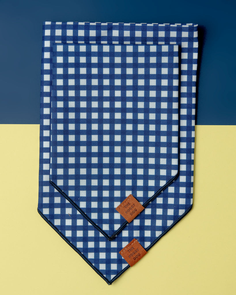 Navy Gingham Dog Bandana (Made in the USA) (FINAL SALE) Wear THE FOGGY DOG   