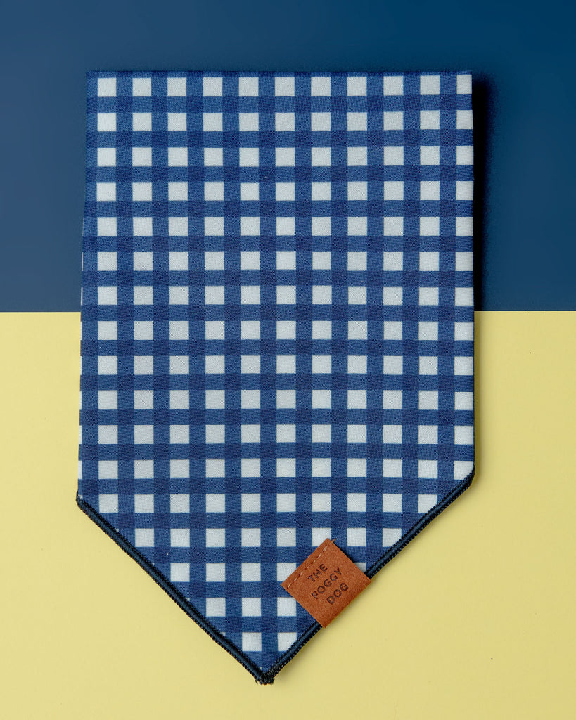 Navy Gingham Dog Bandana (Made in the USA) (FINAL SALE) Wear THE FOGGY DOG   