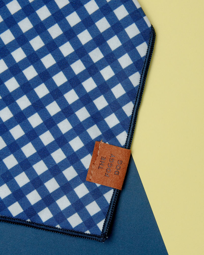 Navy Gingham Dog Bandana (Made in the USA) (FINAL SALE) Wear THE FOGGY DOG   