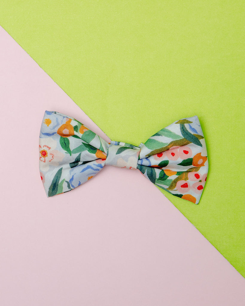 Gathered Floral Print Dog Bow Tie (Made in the USA) << CLEARANCE >> Wear THE FOGGY DOG   