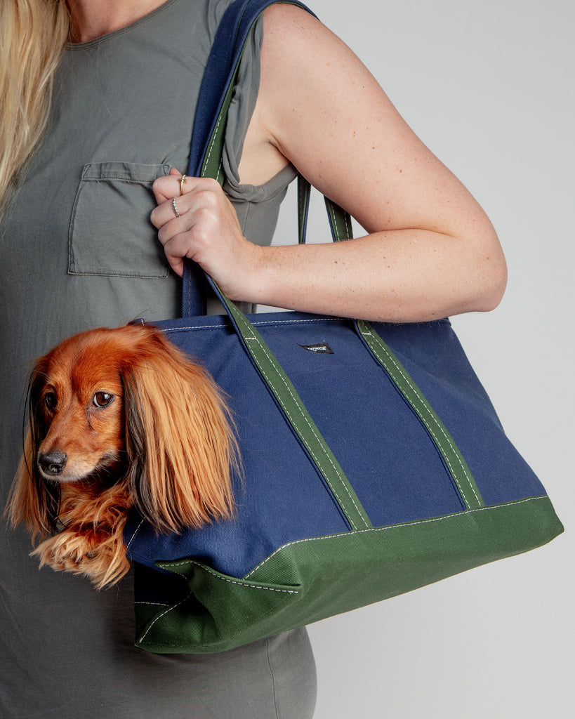 Boat Canvas Dog Tote in Navy and Olive (Dog & Co. Exclusive - Made in the USA) << FINAL SALE >> Carry WAGWEAR   