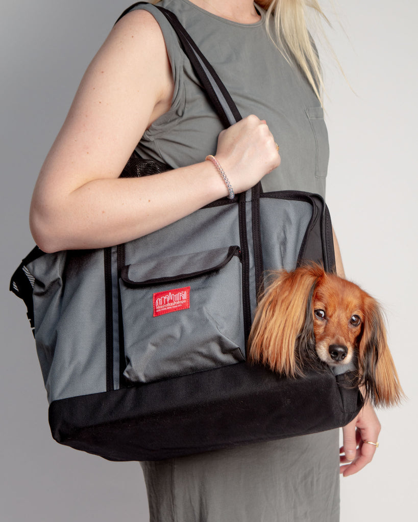 Open or Closed Pet Tote Bag in Grey (Small) Carry MANHATTAN PORTAGE   