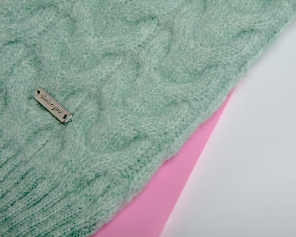 Fuzzy Knit Dog Turtleneck Sweater in Heathered Jade Wear BLUEBERRY PET   