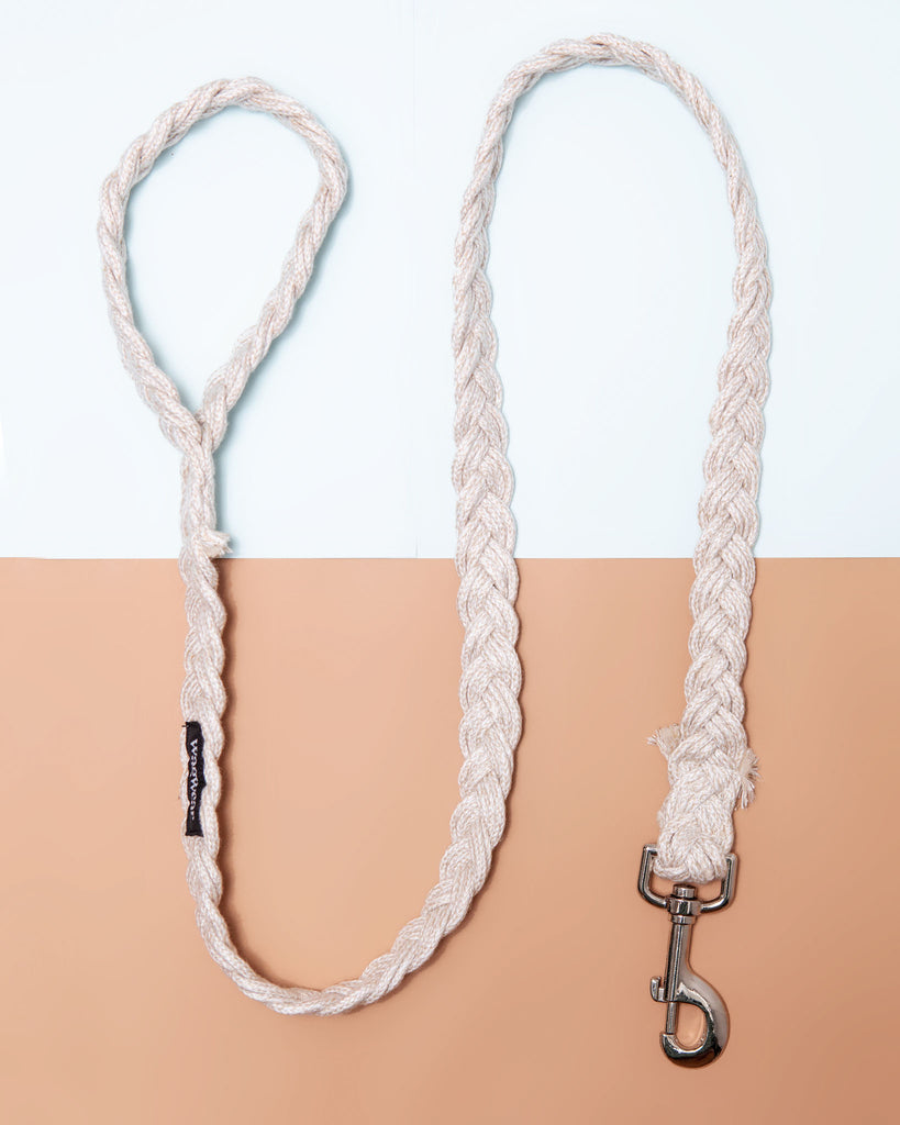 Braided Fisherman Dog Leash in Off-White (Made in the USA) WALK WAGWEAR   