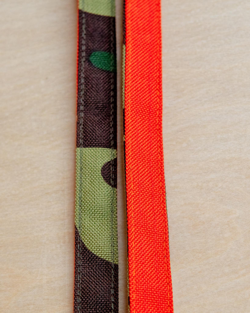 Cordura Metro Convertible Dog Leash in Camo & Neon Orange WALK WAGWEAR   