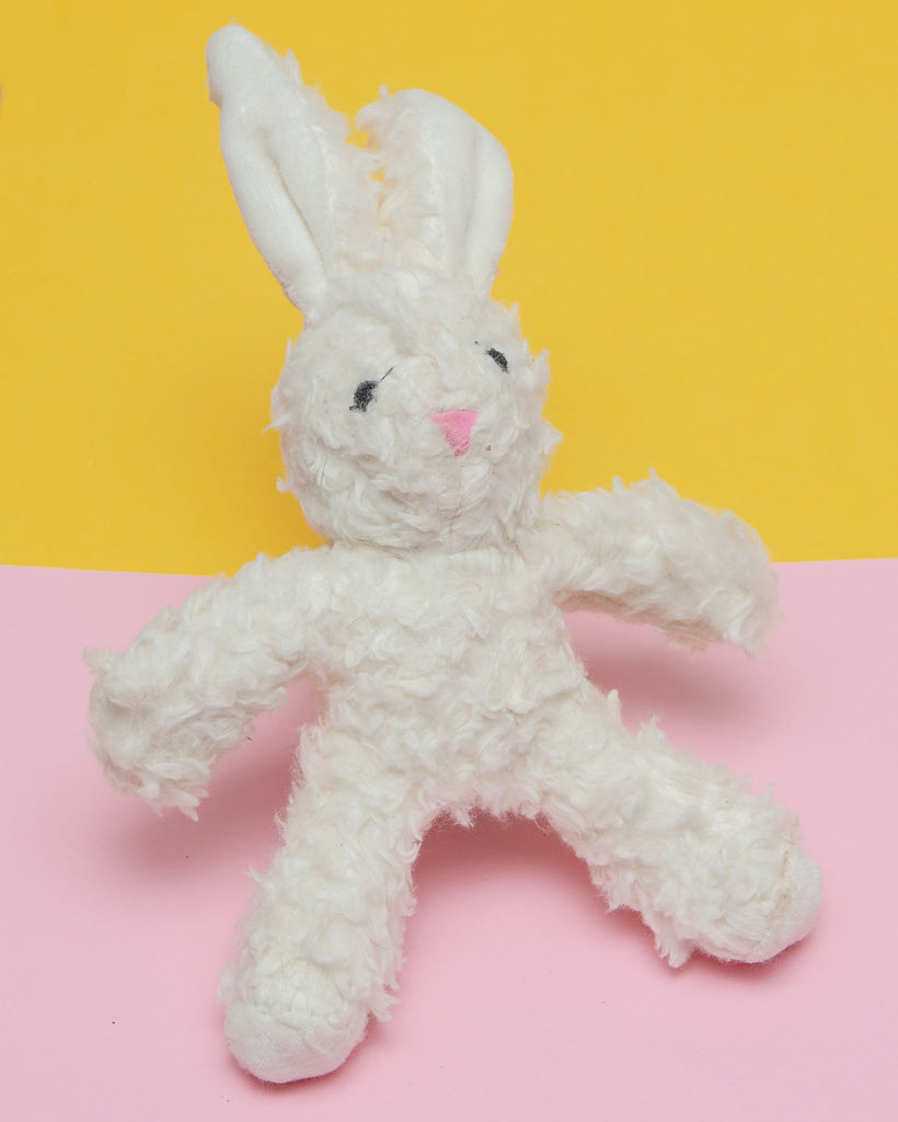 Organic Cotton Bunny Dog Toy Play SPUNKY PUP Small White 