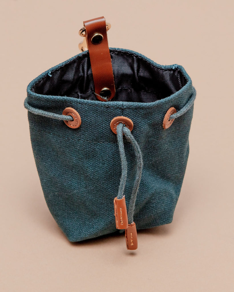 Waxed Canvas and Vegan Leather Dog Treat Knapsack in Evergreen<br>(FINAL SALE) Eat FOXMOTH   