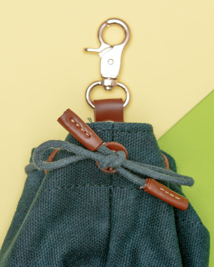 Waxed Canvas and Vegan Leather Dog Treat Knapsack in Evergreen<br>(FINAL SALE) Eat FOXMOTH   