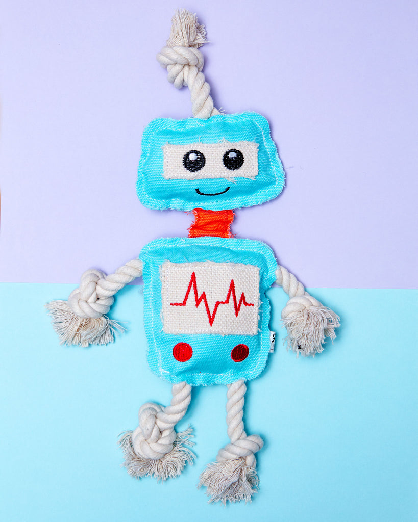 RopeBots Blue Dog Toy Play FETCH PET   