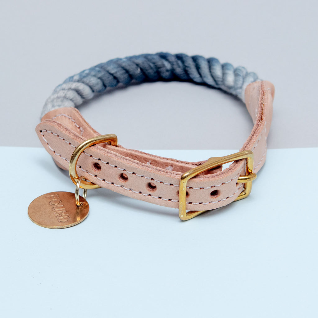 Rope Collar in Grey Ombré (Made in the USA) (FINAL SALE) WALK FOUND MY ANIMAL   