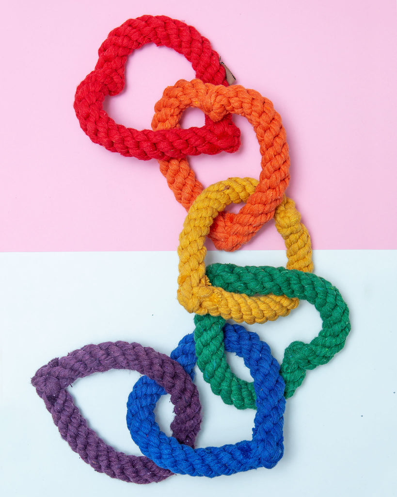 6 Chain Heart Rope Dog Toy in Rainbow Play JAX & BONES   