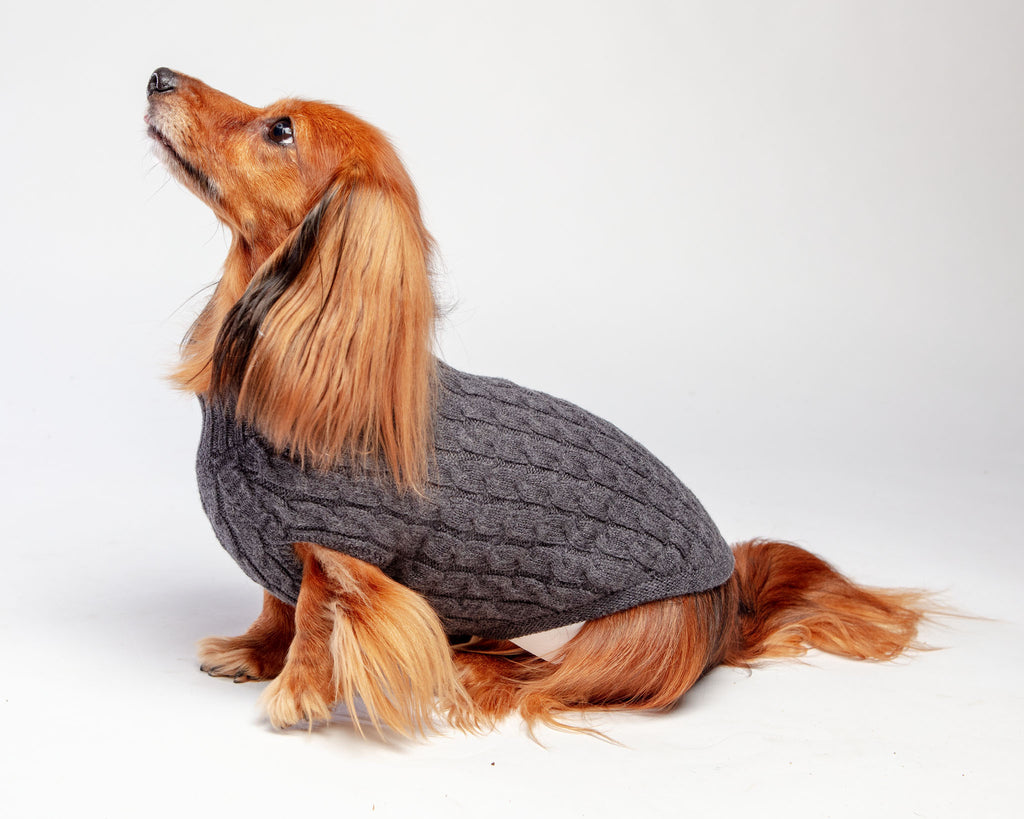 The Uptown Cable Knit Sweater in City Slush Grey Merino Wool (Made in NYC) Wear DOG & CO. COLLECTION   