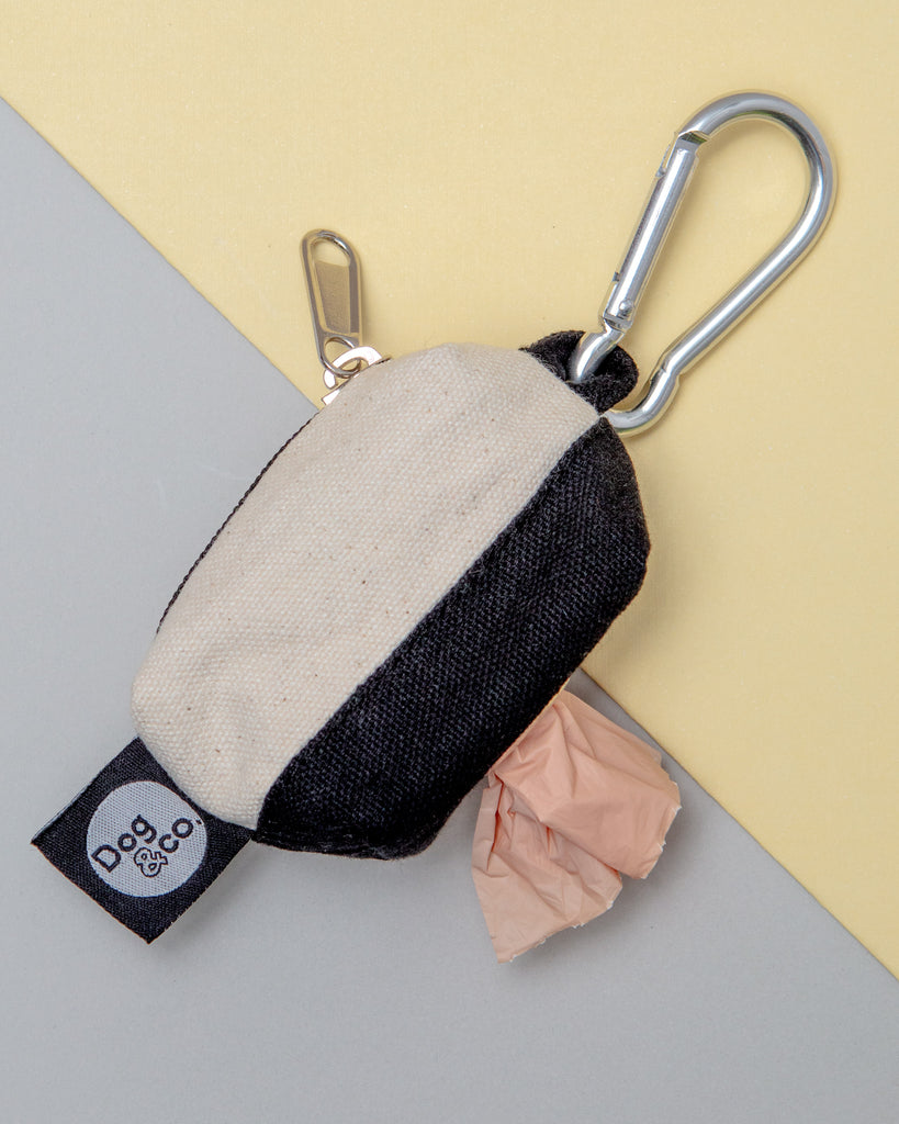 Canvas Clean-Up Poo Bag Roll Holder in Natural + Black WALK DOG & CO. COLLECTION   