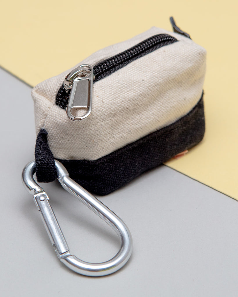 Canvas Clean-Up Poo Bag Roll Holder in Natural + Black WALK DOG & CO. COLLECTION   