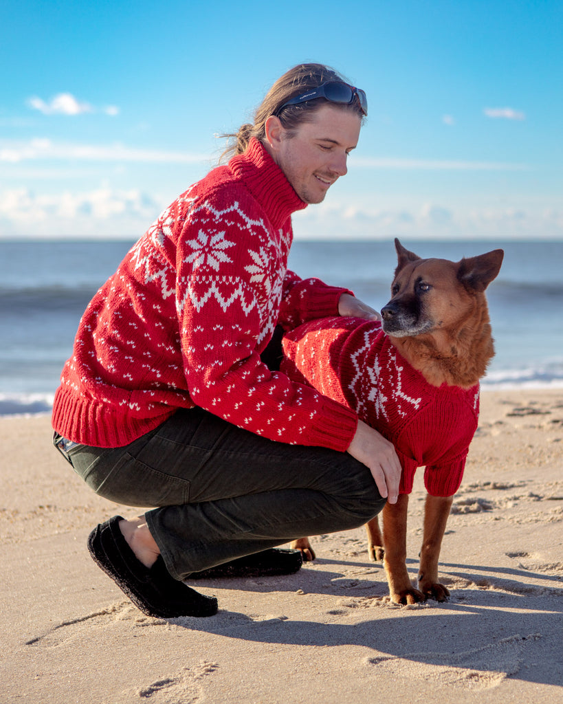 Warm-All-Winter Happy Handknit Snowflake Sweater (CLEARANCE) Wear DOG & CO. COLLECTION   