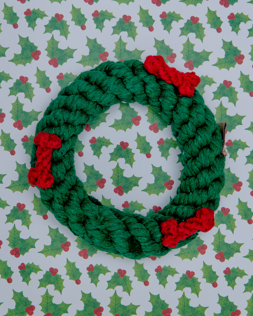 Green Ring Wreath Rope Dog Toy Play JAX & BONES   