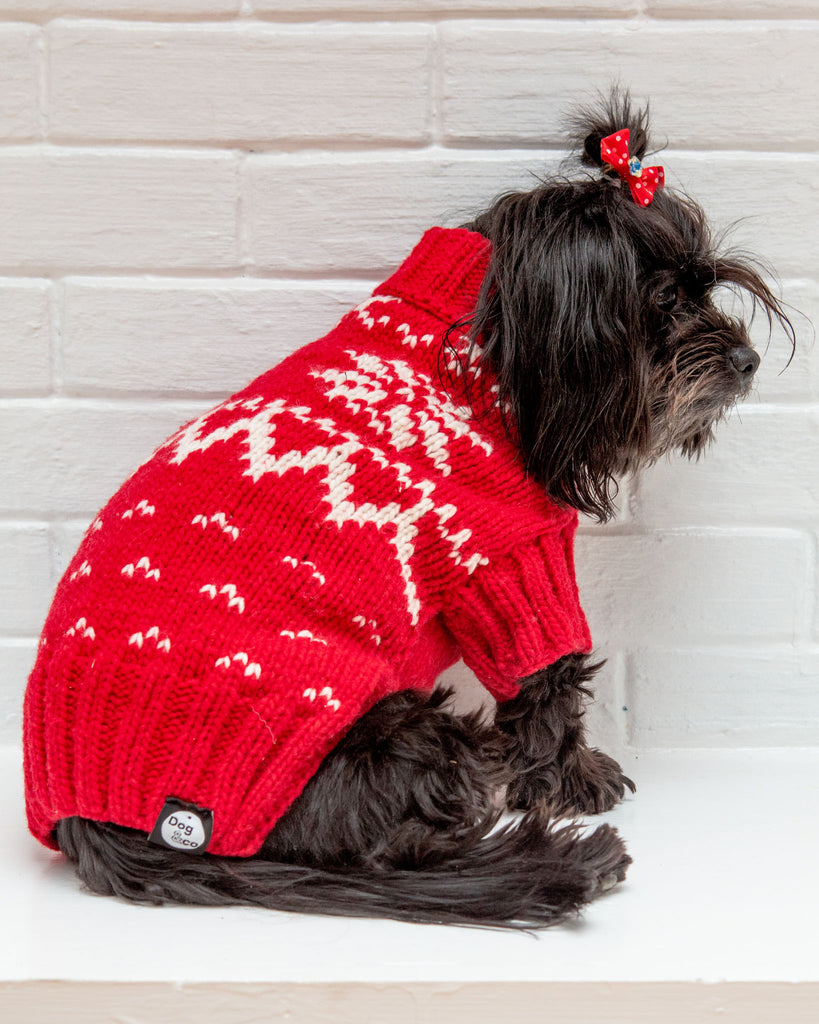 Warm-All-Winter Happy Handknit Snowflake Sweater (CLEARANCE) Wear DOG & CO. COLLECTION   