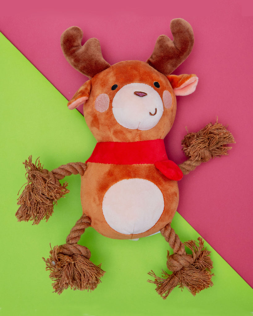 Happy Holideer Plush & Rope Squeaky Dog Toy Play PEARHEAD   