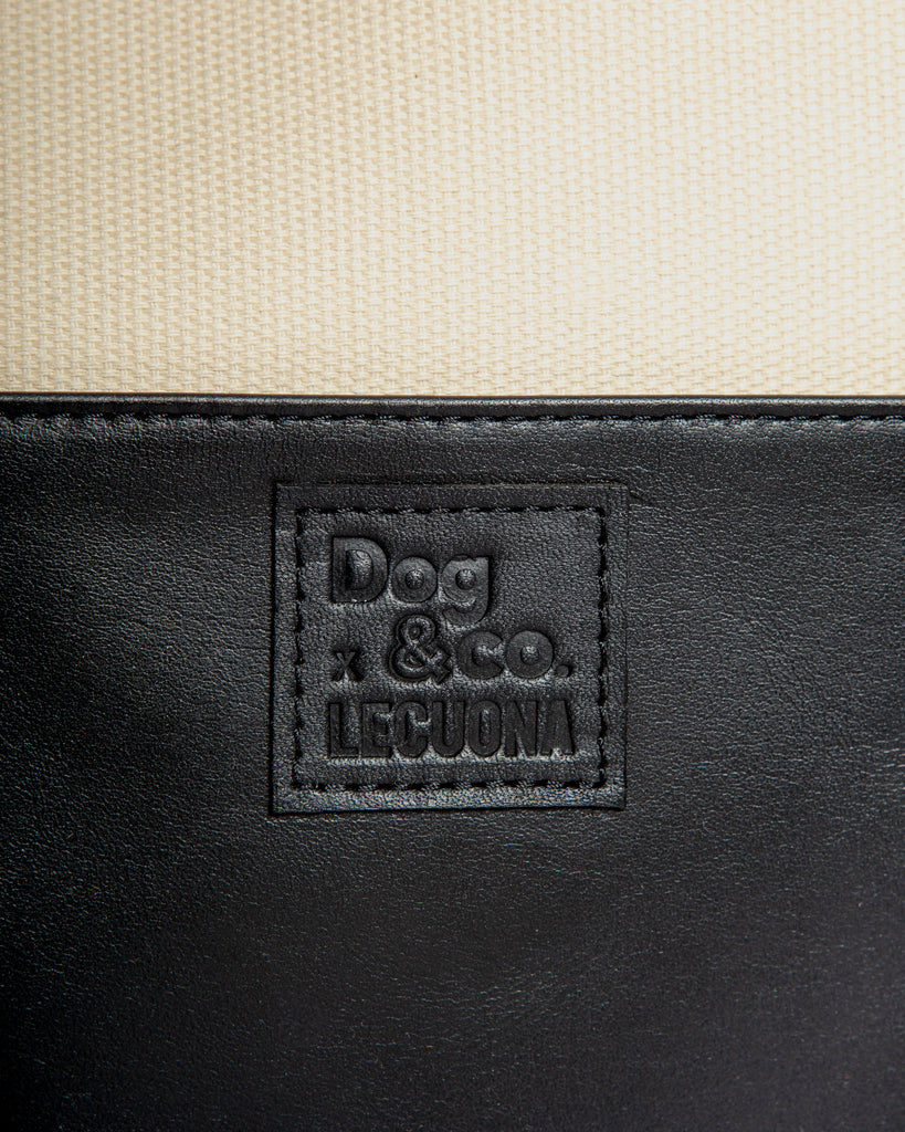 Black Leather & Natural Canvas Luxe Dog Carrier <br>(Made in Mexico)<br>(Dog & Co. Exclusive) Carry LECUONA x DOG & CO.   