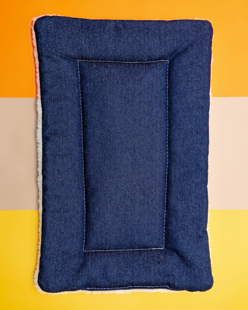 Blue Denim & Shearling Pet Napping Mat (Made in the USA) HOME MUTTS & MITTENS   