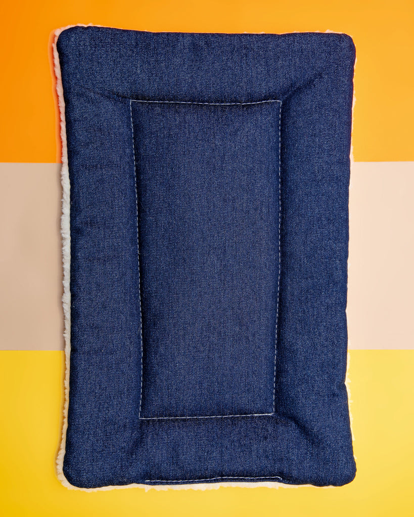 Blue Denim & Shearling Pet Napping Mat (Made in the USA) HOME MUTTS & MITTENS   