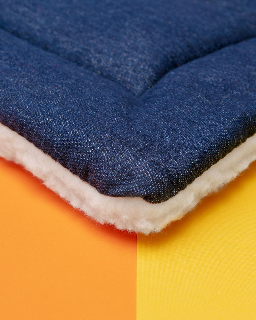 Blue Denim & Shearling Pet Napping Mat (Made in the USA) HOME MUTTS & MITTENS   
