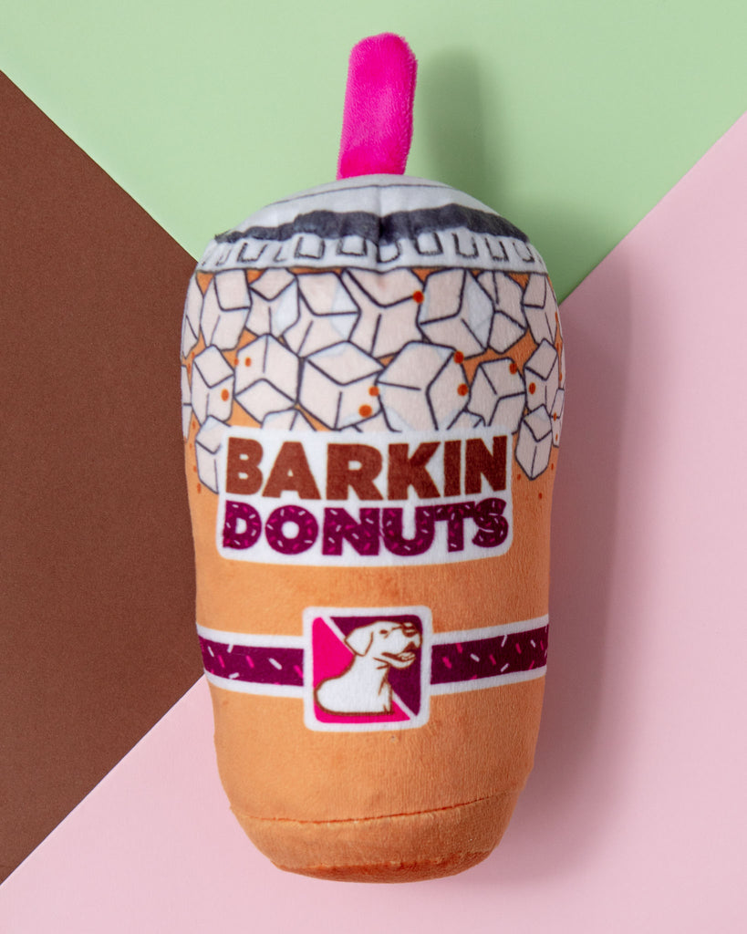 Barkin Donuts Iced Coffee Crinkle + Squeak Plush Dog Toy (FINAL SALE) Play WAGSDALE   