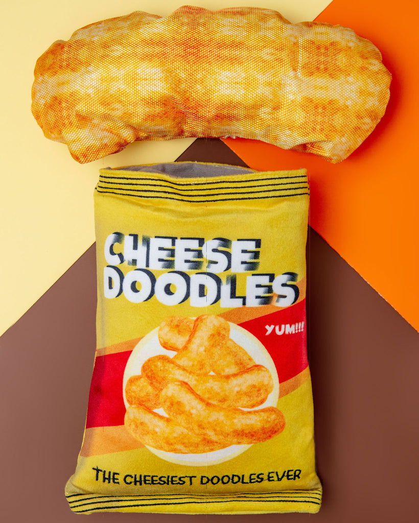 Cheese Doodles Crinkle + Squeak Dog Toy Play SILVER PAW   