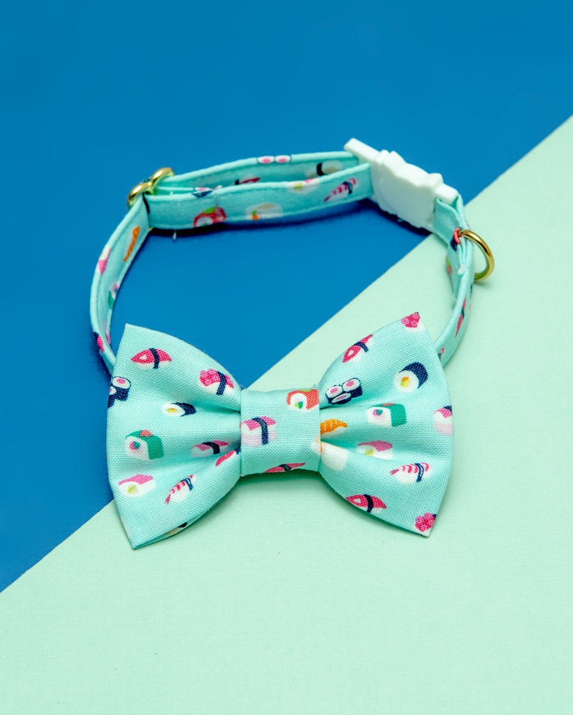 Sushi Style Cat Collar and Bowtie Set (Made in the USA) CAT WHISKERS CRAFTS   
