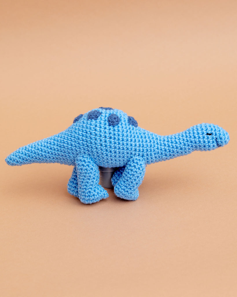 Hand-Knit Brontosaurus Squeaky Dog Toy Play SILK ROAD BAZAAR   