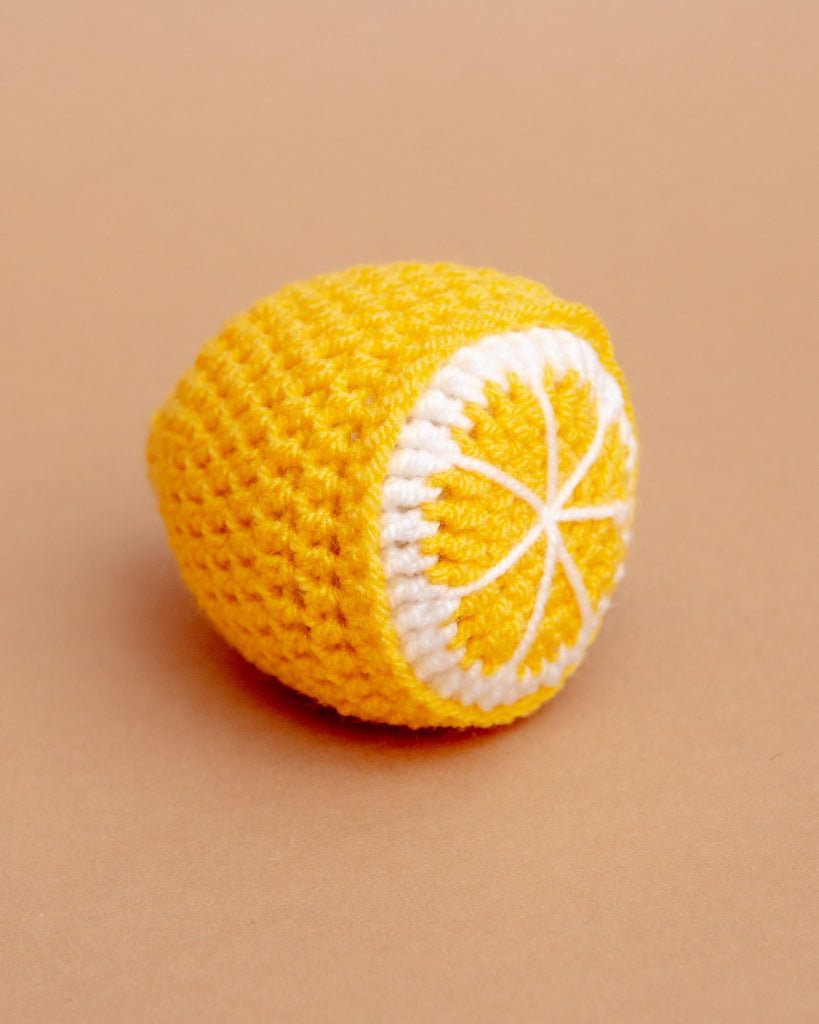 Hand-Knit Lemon Squeaky Dog Toy Play SILK ROAD BAZAAR   