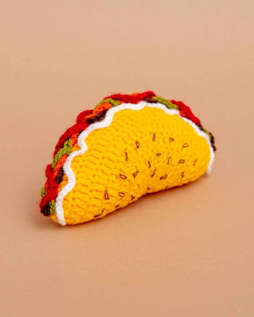 Hand-Knit Taco Squeaky Dog Toy Play SILK ROAD BAZAAR   