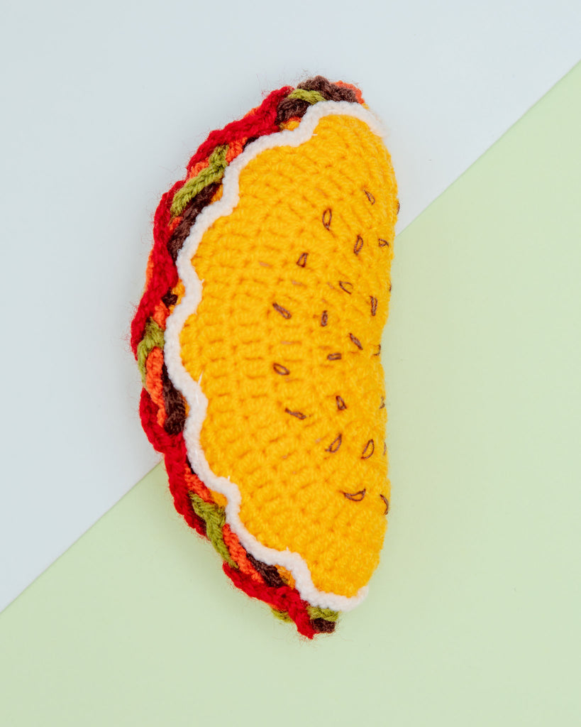 Hand-Knit Taco Squeaky Dog Toy Play SILK ROAD BAZAAR   