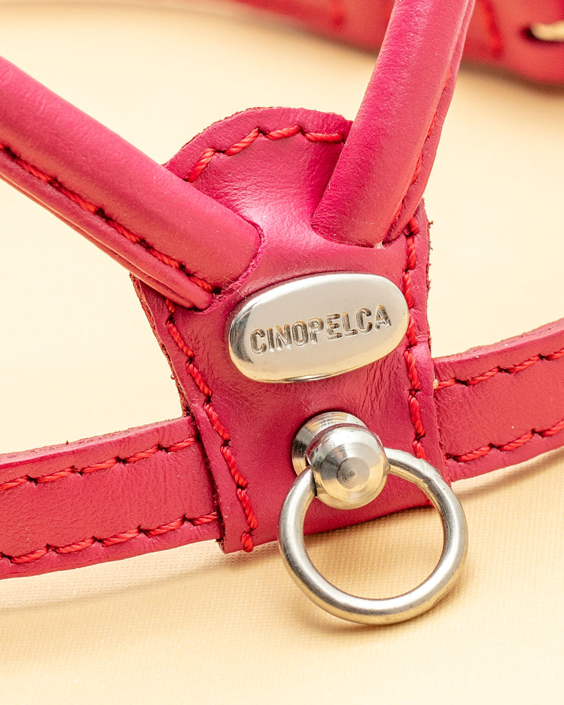 Italian Leather Dog Harness in Fuschia Pink << CLEARANCE >> WALK LA CINOPELCA   