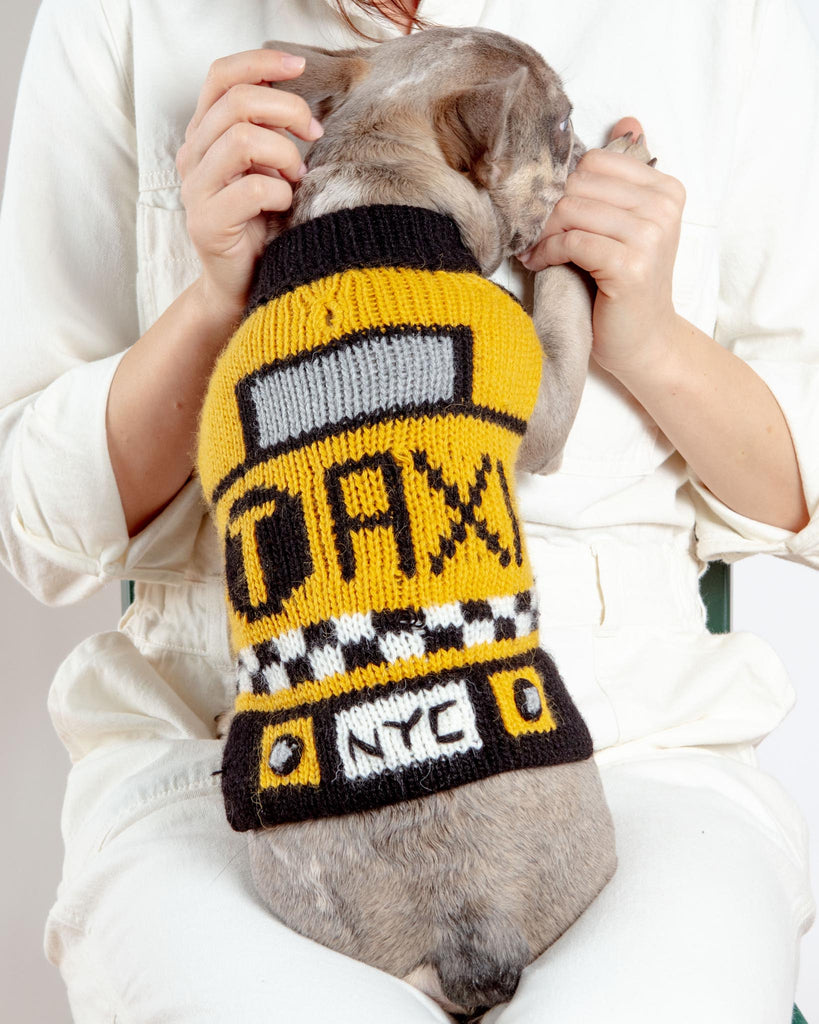 NYC Taxi Handknit Dog Sweater (Dog & Co. Exclusive) Wear PERUVIAN KNITS for DOG & CO.   